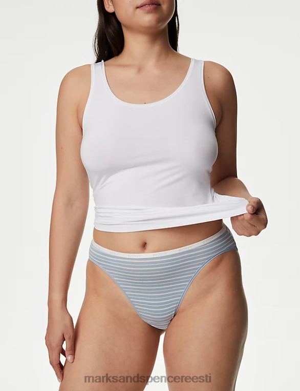 Riietus ee Marks & Spencer unisex 4pk puuvillased kõrge vöökohaga püksid helesinine segu NZTRN3699