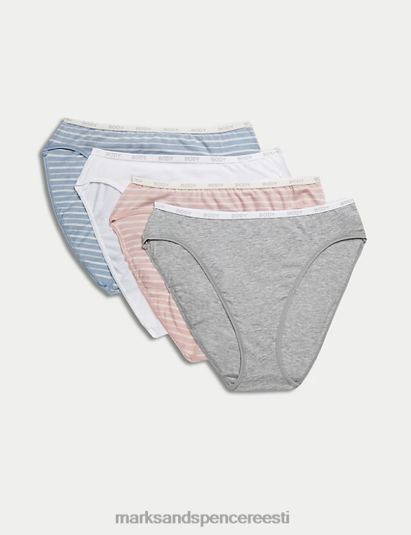 Riietus ee Marks & Spencer unisex 4pk supima puuvillased kõrged püksid helesinine segu NZTRN4555