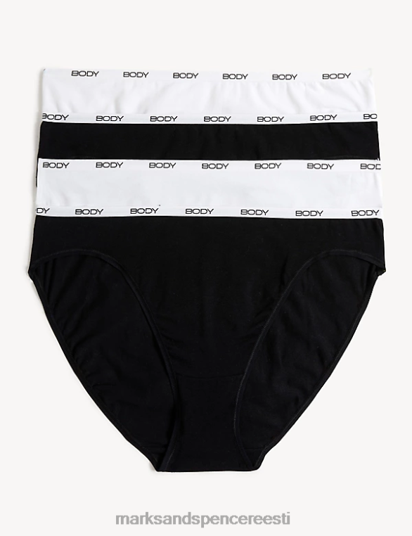 Riietus ee Marks & Spencer unisex 4pk supima puuvillased kõrged püksid must segu NZTRN4560
