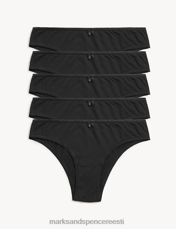 Riietus ee Marks & Spencer unisex 5 pk puuvillased Brasiilia püksid must NZTRN3804