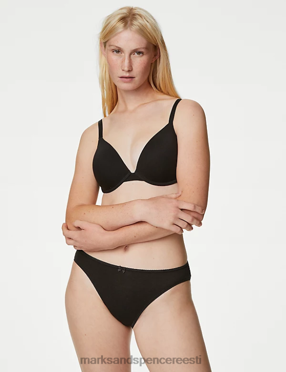 Riietus ee Marks & Spencer unisex 5 tk puuvillarikkast lükrast kõrge säärega püksid must NZTRN3713