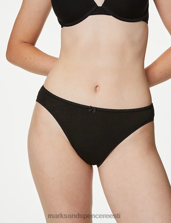 Riietus ee Marks & Spencer unisex 5 tk puuvillarikkast lükrast kõrge säärega püksid must NZTRN3713