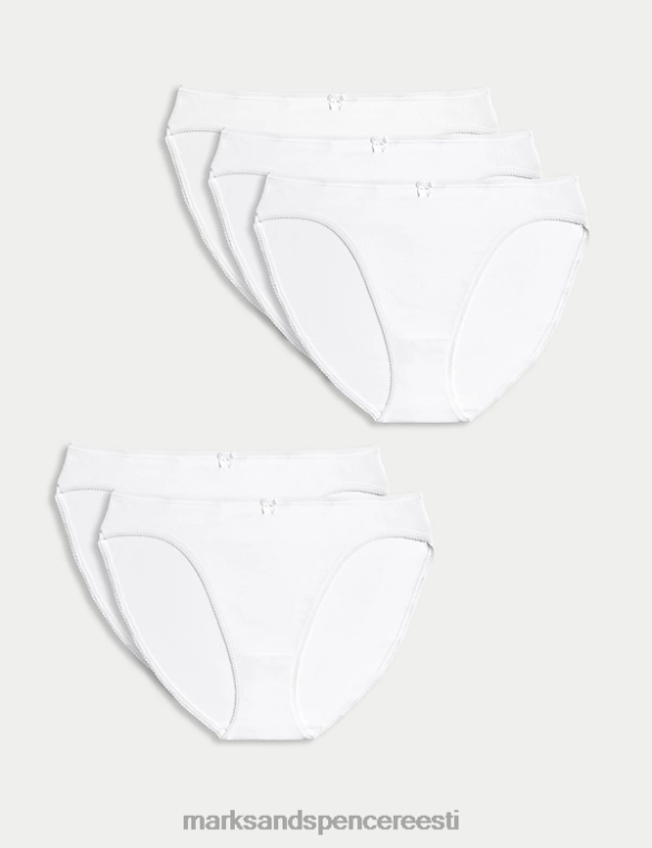 Riietus ee Marks & Spencer unisex 5 tk puuvillarikkast lükrast kõrge säärega püksid valge NZTRN3981