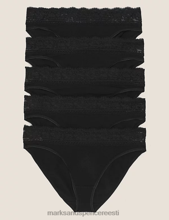 Riietus ee Marks & Spencer unisex 5 tk puuvillased lükra ja pitspüksid must NZTRN4085