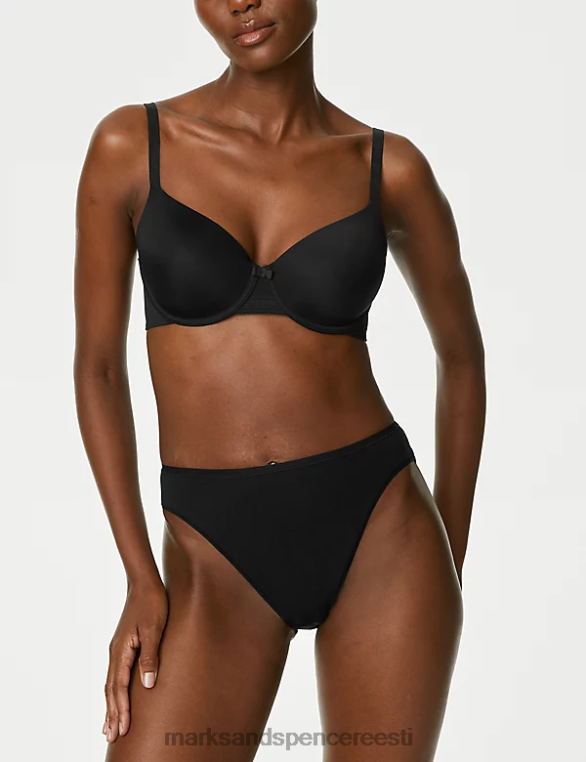 Riietus ee Marks & Spencer unisex 5 tk puuvillast modaalist kõrge vöökohaga kõrge säärega püksid must NZTRN3710