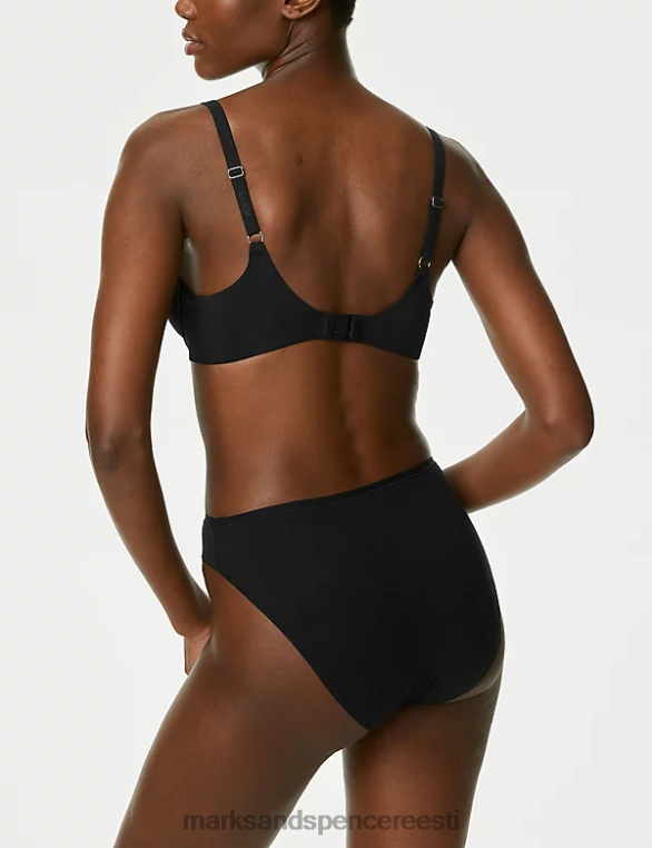 Riietus ee Marks & Spencer unisex 5 tk puuvillast modaalist kõrge vöökohaga kõrge säärega püksid must NZTRN3710