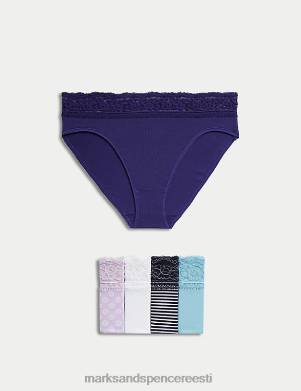 Riietus ee Marks & Spencer unisex 5 tk puuvillast rikkaliku trükiga kõrge säärega püksid lilla segu NZTRN4415