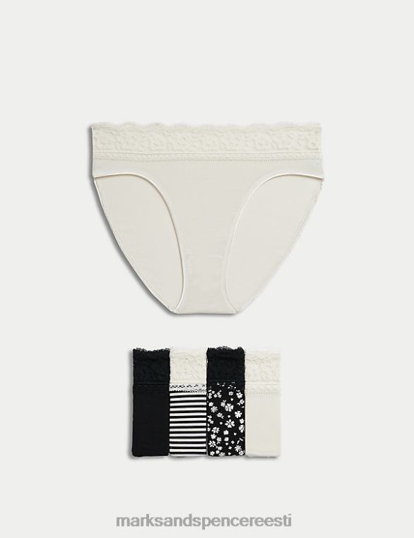 Riietus ee Marks & Spencer unisex 5 tk puuvillast rikkaliku trükiga kõrge säärega püksid must segu NZTRN3973
