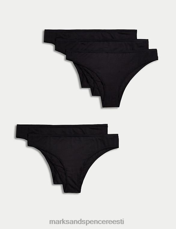 Riietus ee Marks & Spencer unisex 5pk no vpl puuvillased modaal-brasiilia püksid must NZTRN4131