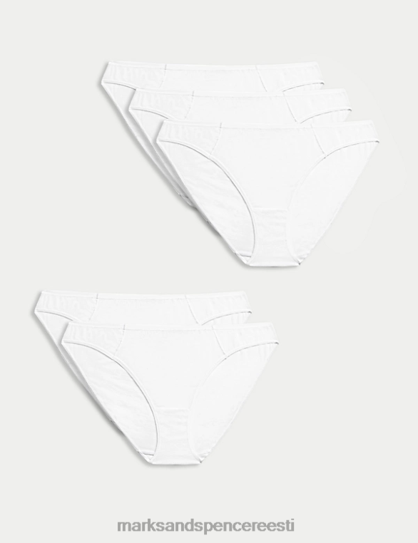 Riietus ee Marks & Spencer unisex 5pk no vpl puuvillased modaalsed bikiinipüksid valge NZTRN4357