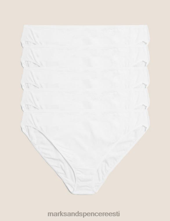 Riietus ee Marks & Spencer unisex 5pk no vpl puuvillased modaalsed kõrge sääre püksid valge NZTRN4252