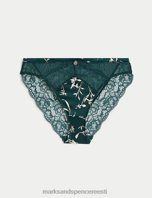 Riietus ee Marks & Spencer unisex Cassia siidist ja pitsist kõrged püksid roheline segu NZTRN3819