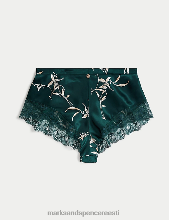 Riietus ee Marks & Spencer unisex Cassia siidist ja pitsist prantsuse püksid roheline segu NZTRN3707