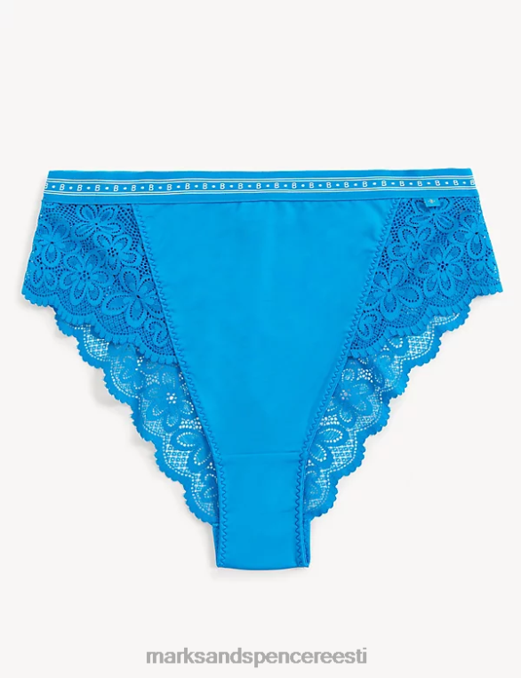 Riietus ee Marks & Spencer unisex cleo kõrge vöökohaga Brasiilia püksid särav türkiissinine NZTRN4077