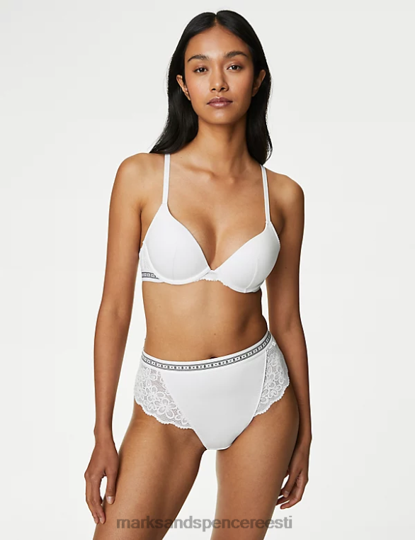Riietus ee Marks & Spencer unisex cleo kõrge vöökohaga Brasiilia püksid valge NZTRN4502