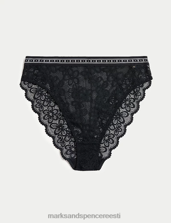Riietus ee Marks & Spencer unisex cleo pitsist kõrge vöökohaga kõrge säärega püksid must NZTRN4365