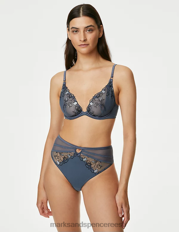 Riietus ee Marks & Spencer unisex iirise kõrge vöökohaga Brasiilia püksid õhuväe sinine NZTRN3724