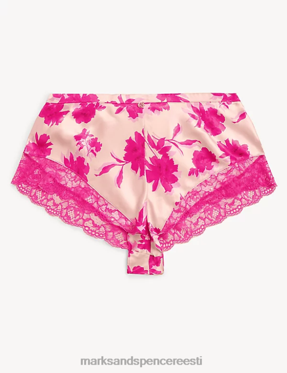 Riietus ee Marks & Spencer unisex laylani siidist ja pitsist prantsuse püksid roosa segu NZTRN3877