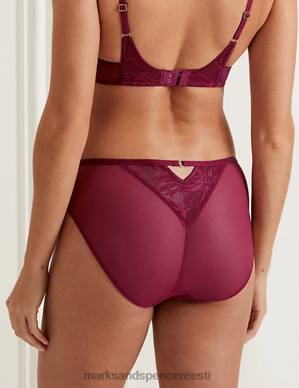 Riietus ee Marks & Spencer unisex lexington kõrge vöökohaga kõrge säärega püksid klaret NZTRN3810