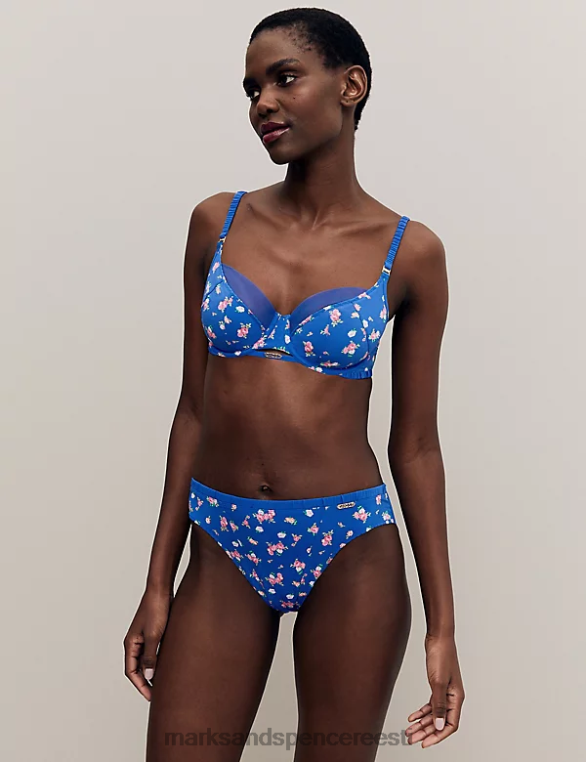 Riietus ee Marks & Spencer unisex lillemustriga kõrge säärega püksid sinine segu NZTRN3975