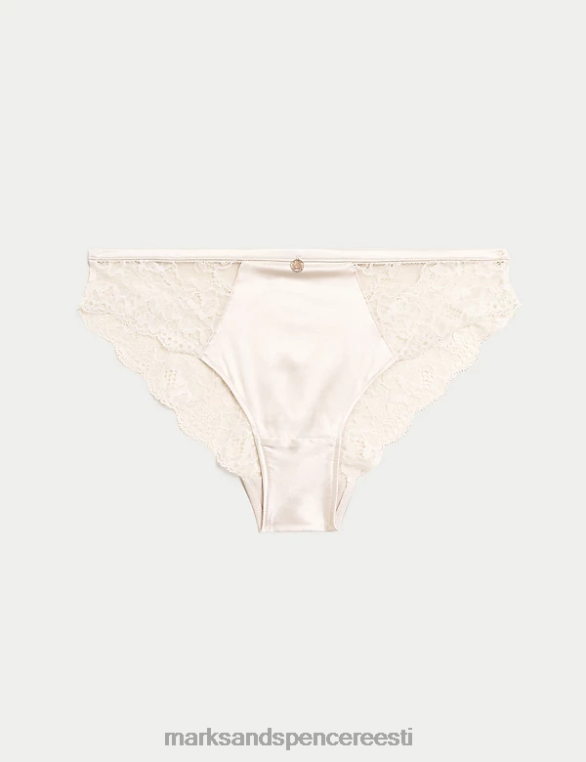 Riietus ee Marks & Spencer unisex siidist ja pitsist Brasiilia püksid kahvatu opaal NZTRN4584
