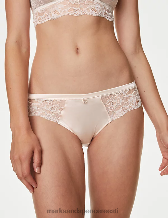 Riietus ee Marks & Spencer unisex siidist ja pitsist Brasiilia püksid kahvatu opaal NZTRN4584