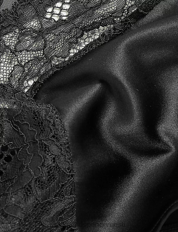 Riietus ee Marks & Spencer unisex siidist ja pitsist kõrged püksid must NZTRN4062