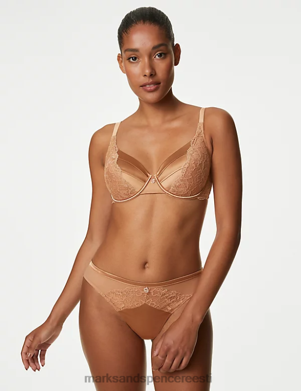 Riietus ee Marks & Spencer unisex siidist ja pitsist kõrged püksid rikkalik merevaik NZTRN4481