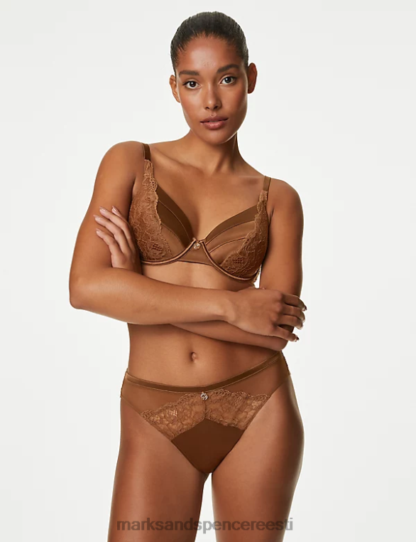 Riietus ee Marks & Spencer unisex siidist ja pitsist kõrged püksid topaas NZTRN4478