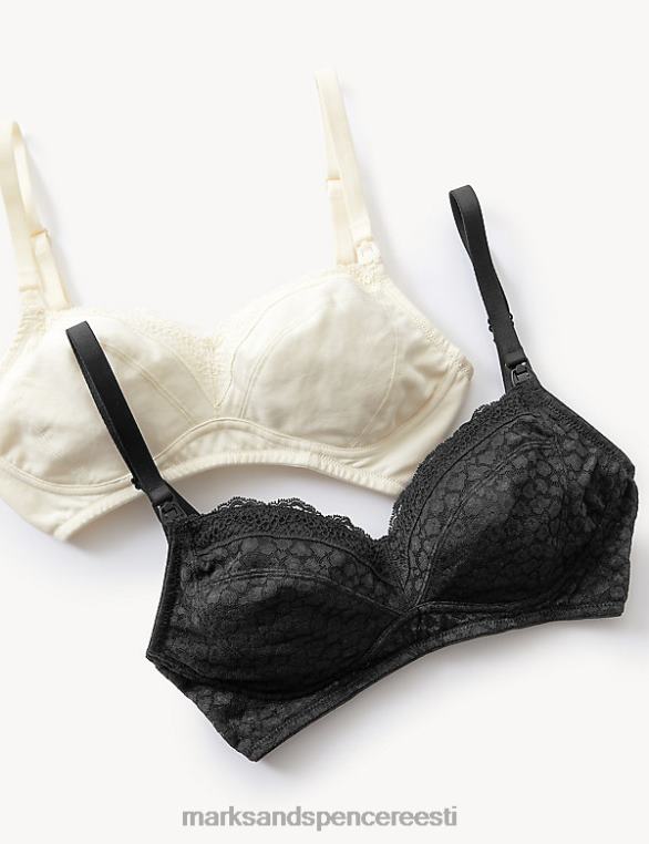 Riietus ee Marks & Spencer unisex 2 tk pitsist ja võrgust rinnahoidjad must segu NZTRN3839