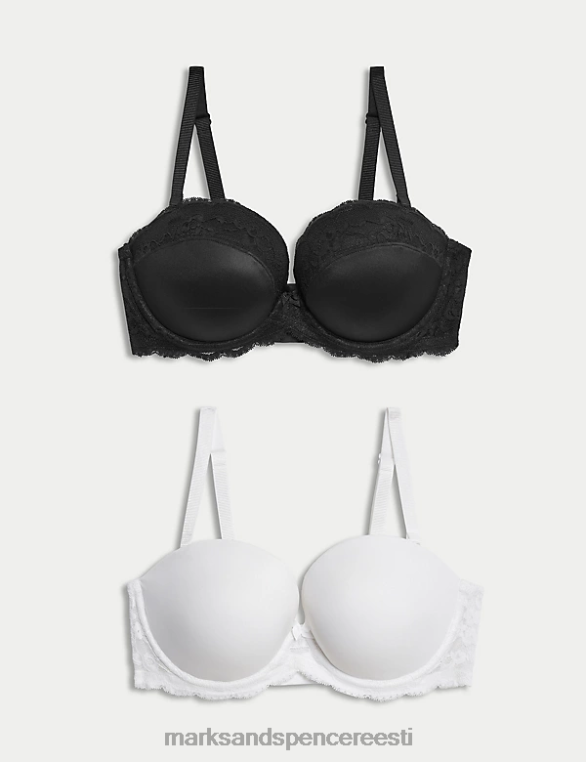 Riietus ee Marks & Spencer unisex 2pk juhtmega mitmesuunalised push up rinnahoidjad must segu NZTRN3755