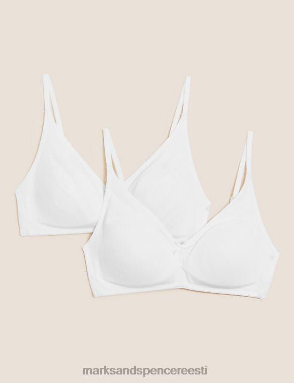 Riietus ee Marks & Spencer unisex 2pk juhtmeta bralette esimene rinnahoidja valge NZTRN3917