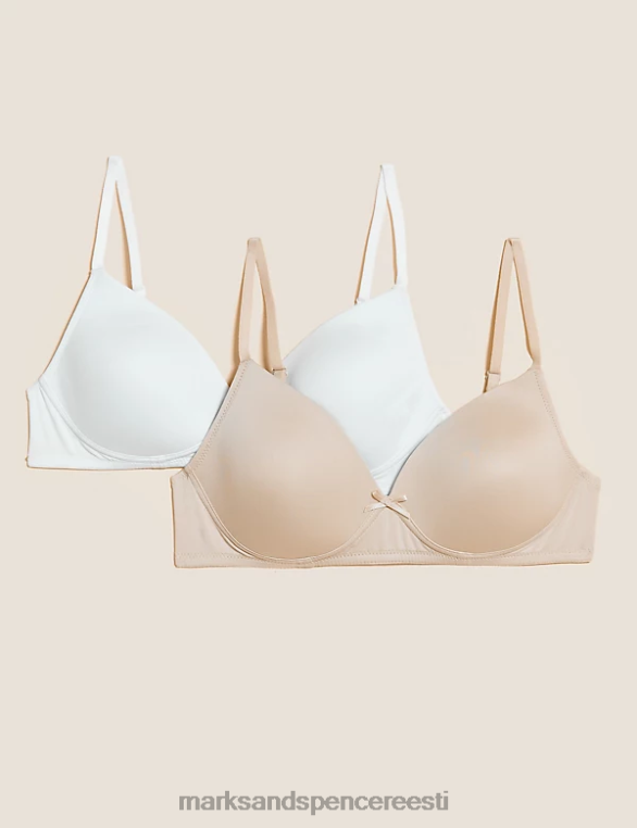 Riietus ee Marks & Spencer unisex 2pk juhtmeta esimesed rinnahoidjad opaliini segu NZTRN4567