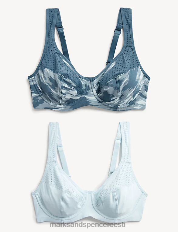 Riietus ee Marks & Spencer unisex 2pk ülima toega juhtmega spordirinnahoidjad tume türkiissinine NZTRN4107
