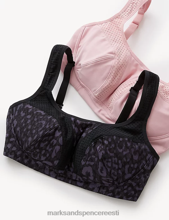 Riietus ee Marks & Spencer unisex 2pk ülima toega juhtmeta spordirinnahoidjad tolmune roosa NZTRN4158