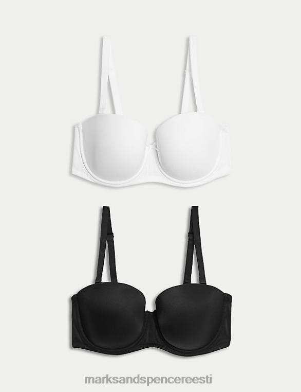 Riietus ee Marks & Spencer unisex 2pk polsterdatud mitmepoolsed rinnahoidjad valge must NZTRN4293