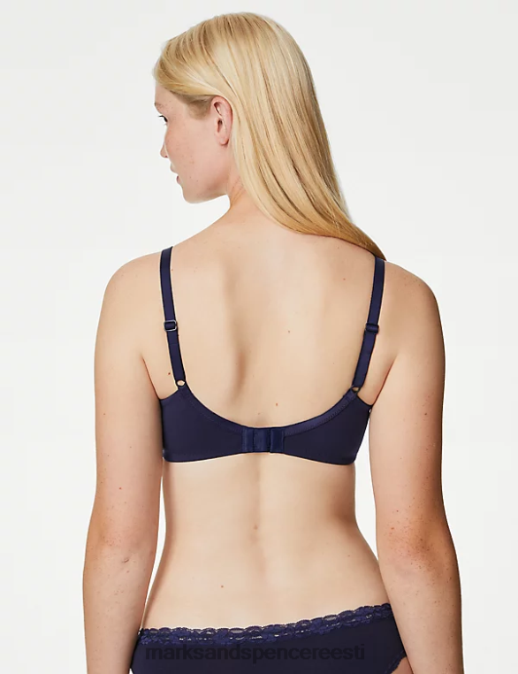 Riietus ee Marks & Spencer unisex 3-osalised puuvillased traadita täistopsilised rinnahoidjad mereväe segu NZTRN3918