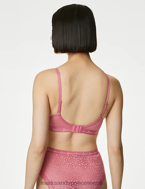 Riietus ee Marks & Spencer unisex 3 tk pitsist ja võrgust juhtmega rõdurinnahoidjad vaarikasegu NZTRN4710