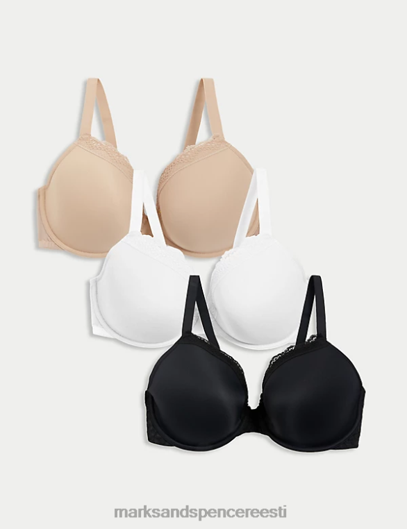 Riietus ee Marks & Spencer unisex 3pk juhtmega sukeldusrinnahoidjad must segu NZTRN4383