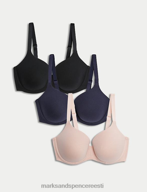 Riietus ee Marks & Spencer unisex 3pk juhtmega täistassiga T-särgi rinnahoidjad pehme roosa NZTRN122