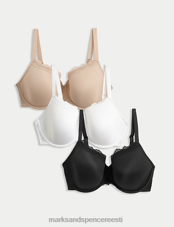 Riietus ee Marks & Spencer unisex 3pk juhtmega täistopsilised rinnahoidjad must segu NZTRN4570