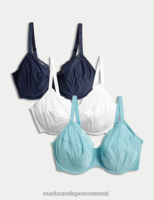 Riietus ee Marks & Spencer unisex 3pk juhtmega täistopsilised rinnahoidjad türkiissinine segu NZTRN4093