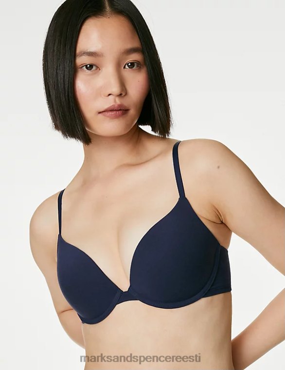 Riietus ee Marks & Spencer unisex 3pk puuvillased traadiga push-up rinnahoidjad mereväe segu NZTRN3741