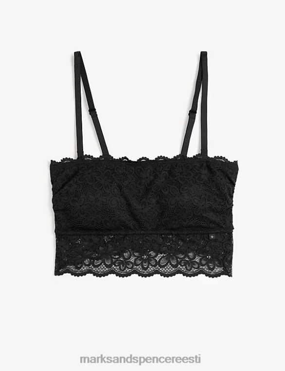 Riietus ee Marks & Spencer unisex Cleo pitsiline traadita bandeau rinnahoidja must NZTRN3840