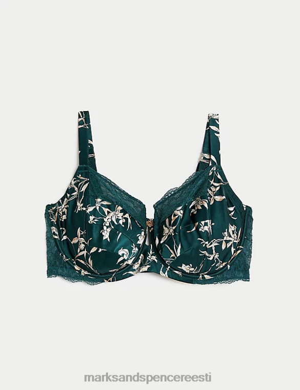 Riietus ee Marks & Spencer unisex cassia siidist ja pitsist juhtmega rõdurinnahoidja roheline segu NZTRN4216