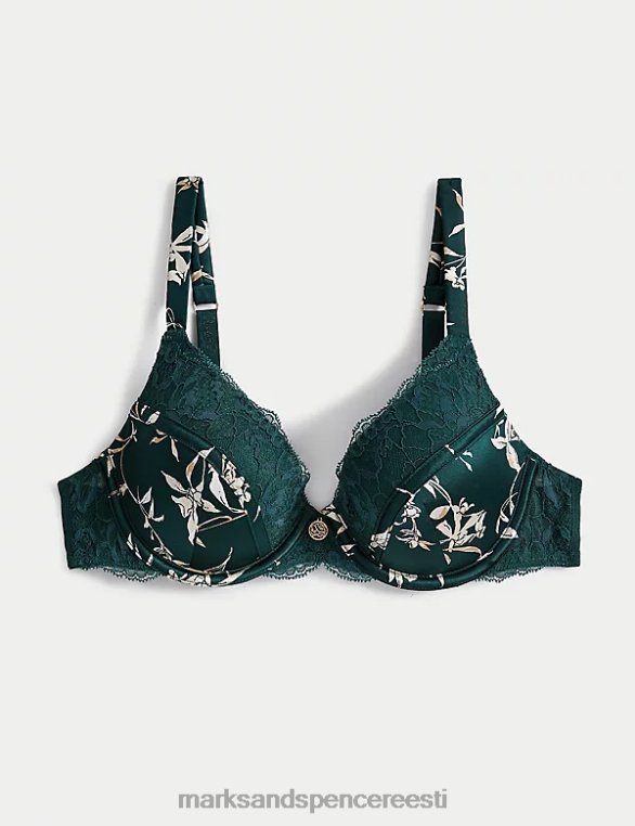 Riietus ee Marks & Spencer unisex cassia siidist ja pitsist juhtmega täistops rinnahoidja roheline segu NZTRN4110