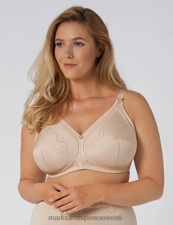 Riietus ee Marks & Spencer unisex doreeni juhtmeta täielik tugirinnahoidja puuvillaga beež NZTRN4304