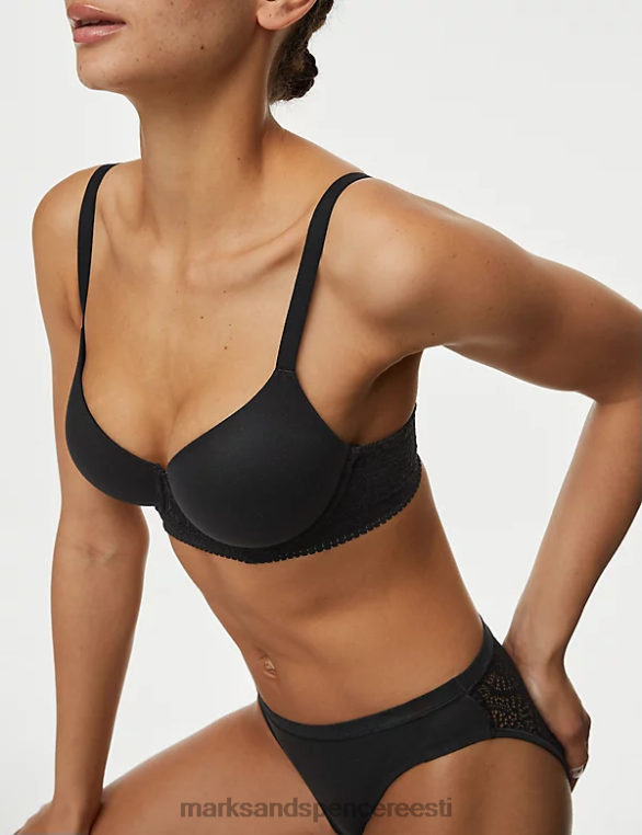 Riietus ee Marks & Spencer unisex keha pehme traadiga täistassiga T-särgi rinnahoidja must NZTRN4178