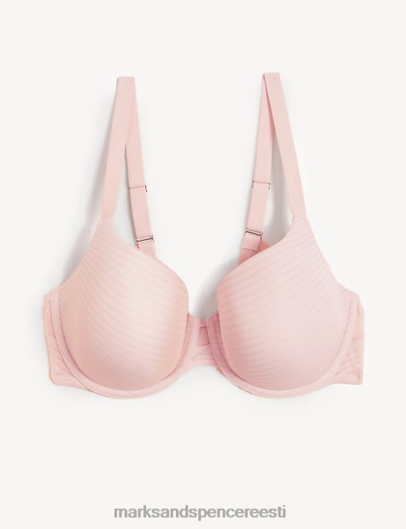 Riietus ee Marks & Spencer unisex kujuga määratletud triibuline traadiga t-särgi rinnahoidja pehme roosa NZTRN4575