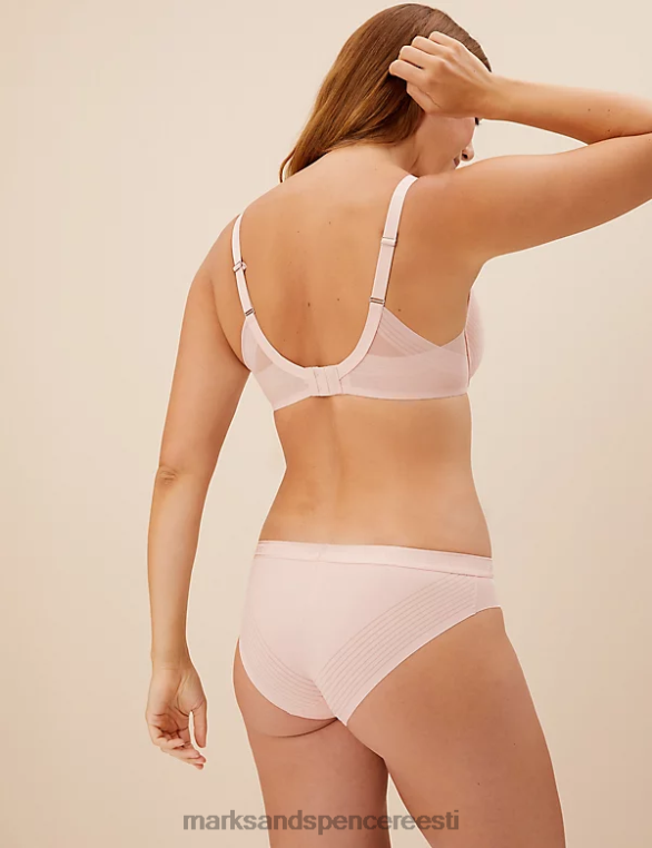 Riietus ee Marks & Spencer unisex kujuga määratletud triibuline traadiga t-särgi rinnahoidja pehme roosa NZTRN4575